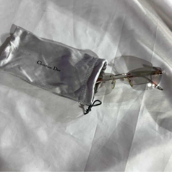 20) CHRISTIAN DIOR gray ombré Tiger rimless SUNGLASSES w/clamshell case - Picture 10 of 10